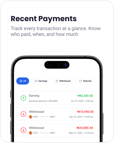 Recent Payments — Track every transaction at a glance. Know who paid, when, and how much.